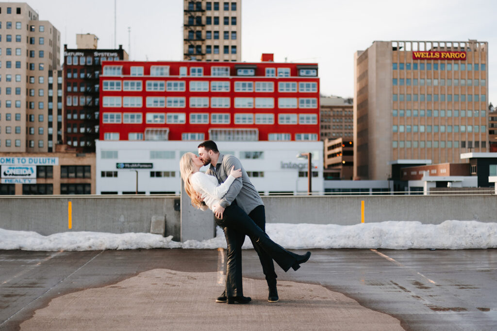 Parking ramp engagement session in Duluth, MN