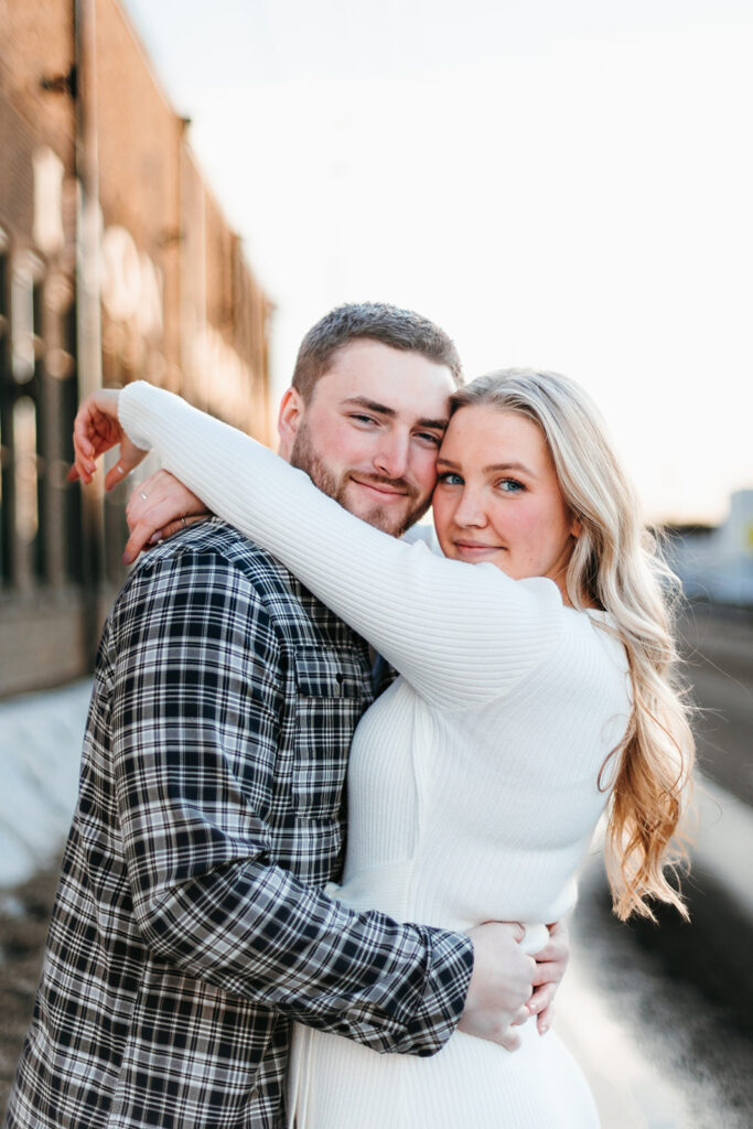 Engagement photos at Clyde Iron Works in Duluth, MN